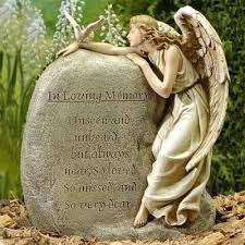 Memorial Angel With Stone Garden Statue