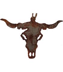 Rusty Calico Metal Steer Skull Ornament