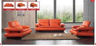 410 Orange Leather Sofa At Futonland