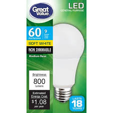 We found the best light bulbs for various needs around your home. Great Value Led Light Bulb 9w 60w Equivalent A19 Lamp E26 Medium Base Non Dimmable Soft White Walmart Com Walmart Com