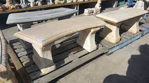 Plain Curved Concrete Bench Seat Pots