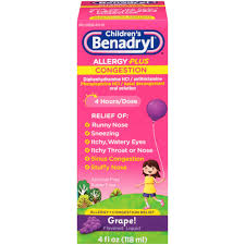 Benadryl D Childrens Allergy Sinus Grape Flavor Liquid 4