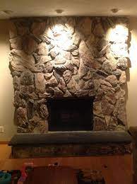 Lava Rock Fireplace Makeover