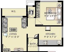 Floor Plan 1bhk 1t 500 Sq Ft