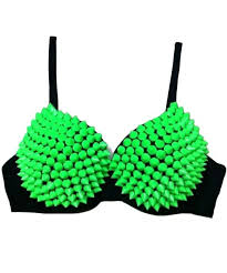 Neon Green All Over Riveted Bra