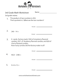 third grade math practice worksheet