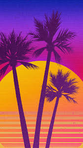 sunset palm tree digital art hd 4k