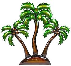 3d Metal Island Palm Trees Wall Art