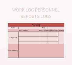 work log personnel reports logs excel