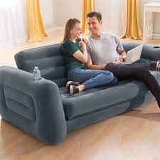 intex 2 in 1 inflatable sofa bed grey