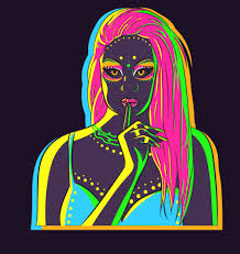 neon woman with festival makeup