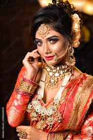 luxurious bridal costume with makeup