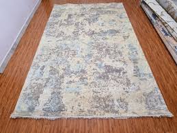 wool viscose hand knotted floor carpets