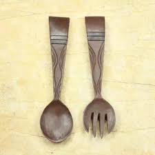African Handmade Wood Fork And Spoon