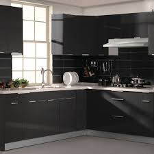 glossy dark grey frameless kitchen cabinet