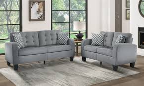 2 piece sofa love set c grey fabric