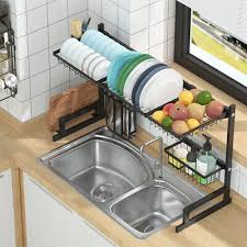 over sink dish drying rack 2 tier large