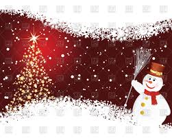 Red Christmas Card With Snowman Vector Illustration Of Backgrounds