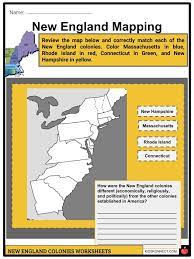 new england colonies facts worksheets