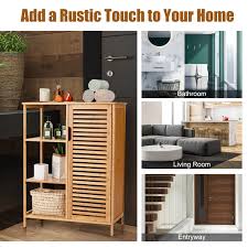 Bamboo Bathroom Storage Cabinet With
