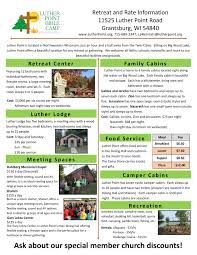 Retreat One Page Flyer Non Member Rates Luther Point Bible Camp