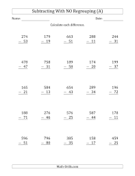 As you scroll down, you will see many worksheets for add on multiples of tens, adding. Digit Minus Subtraction With No Regrouping Regroup Worksheet 3digit 2digit Noregrouping Primary Colors Preschool Addition And For Grade 1 Excel Sheet Money Management First School Math Pdf Calamityjanetheshow