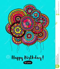 Colorful Happy Birthday Card With Balloons Balloons With Indian