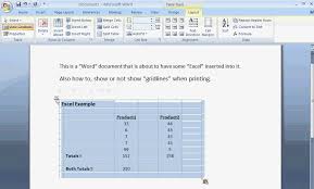 Insert Excel Into Word 2007 With Gridlines