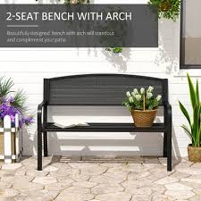 Outsunny 2 Seater Metal Bench Patio