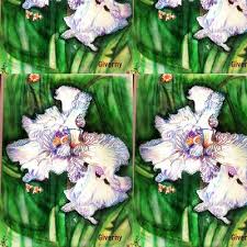 Giverny Monet Iris Fabric Wallpaper