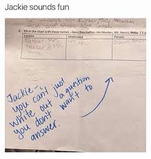 Jackie Sounds Fun 6 Fill In The Chart With These Names