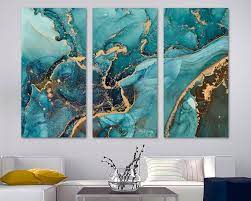 Marble Stone Canvas Print Wall Art Teal