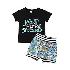 Toddler Baby Boy Letter Short Sleeve T Shirt Dinosaur Print Shorts Pant Summer Outfit