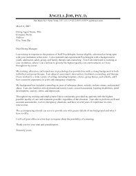 Professional Counseling Cover Letter Psychologist Cover