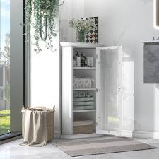 White Mdf Free Standing Linen Cabinet