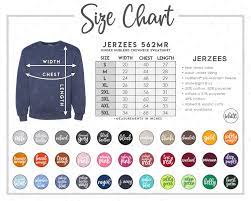 jerzees 562mr size color chart 34