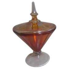 marigold carnival glass footed candy