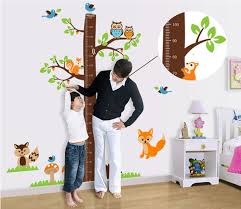 Squirrels Forest Animals Growth Chart Wall Stickers For Kids Room Decoration Cartoon Mural Art Home Decals Children Gift Height Measure