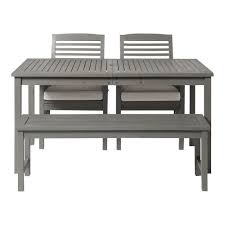 It's the ideal bench for enjoying. 4 Piece Simple Outdoor Patio Dining Set Grey Wash By Walker Edison