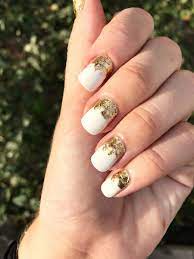 diy gold leaf manicure for grown out