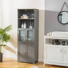 Wood Tall Storage Cabinet 2 Doors