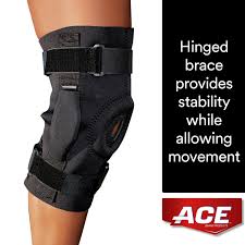 Ace Brand Hinged Knee Brace Adjustable Black 1 Pack Walmart Com