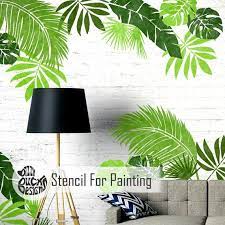 jungle leaf wall stencils set of 6 palm