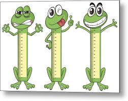 Height Measurement Chart With Frog Characters Metal Print