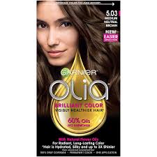 Garnier Olia Ammonia Free Brilliant Color Oil Rich Permanent Hair Color 5 03 Medium Neutral Brown Pack Of 1 Brown Hair Dye