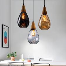 Wooden Teardrop Hanging Light Modernism 1 Light Pendant Lamp In Amber Clear Smoke Takeluckhome Com
