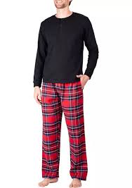 belk men s flannel pajama set black