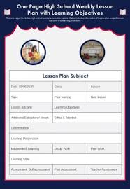 one page high weekly lesson plan