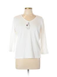 Details About St Johns Bay Women White Long Sleeve T Shirt Xl Petite