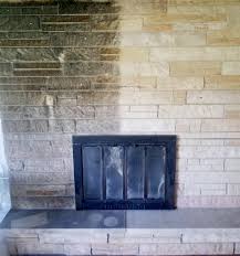 Stone Fireplace Partial Clean Soda